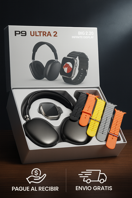 ⚡Tech Combo -  Pack Smartwatch Ultra 2 + Auscultadores P9⚡